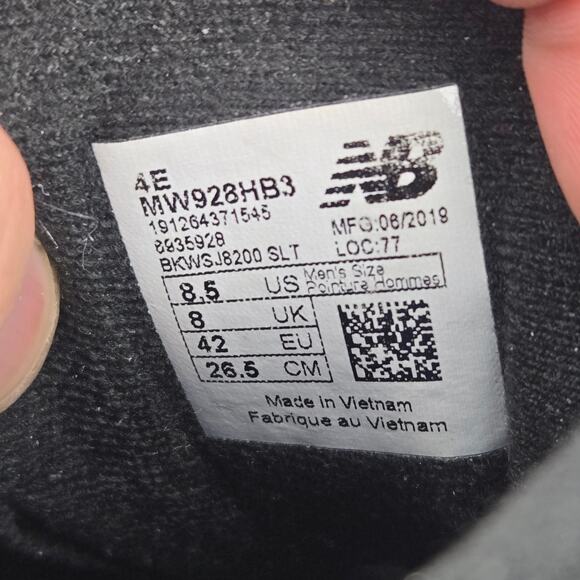 New Balance Mens 8.5 4E Extra Wide 928v3 Triple Black Daily Comfort Walking Shoe - Picture 12 of 12